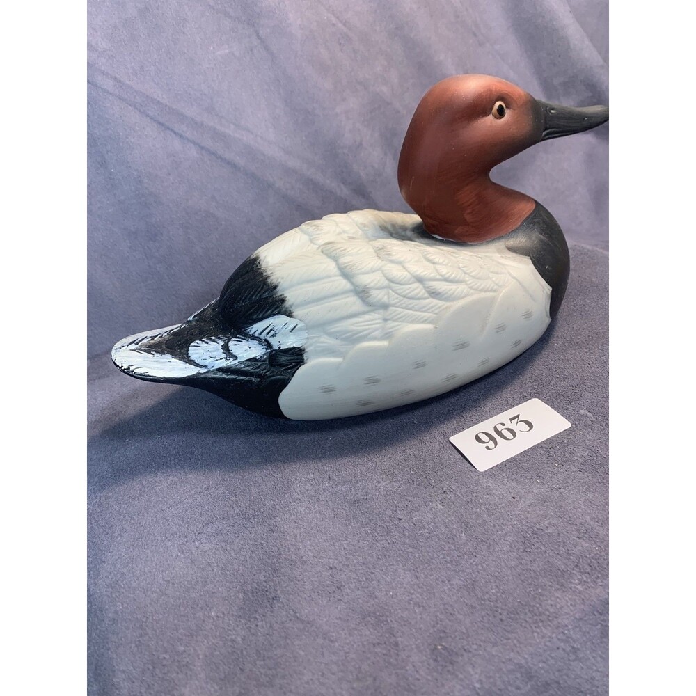 Redhead Duck Bird Figurine Porcelain Hand Painted Red Brown White Taiwan Decor